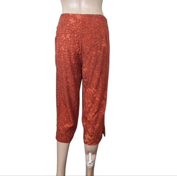 Equinoxe Orange Palm Printed Pattern Pants S - Picture 2 of 3